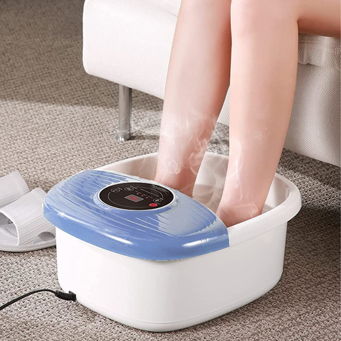 Relaxing Foot Spa Bath Massager with Heat, Vibrating Foot Massager with Bubbles and Rollers, Portable Foot Spa for Home