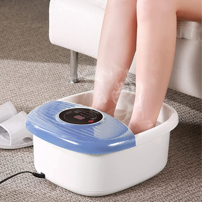 Relaxing Foot Spa Bath Massager with Heat, Vibrating Foot Massager with Bubbles and Rollers, Portable Foot Spa for Home