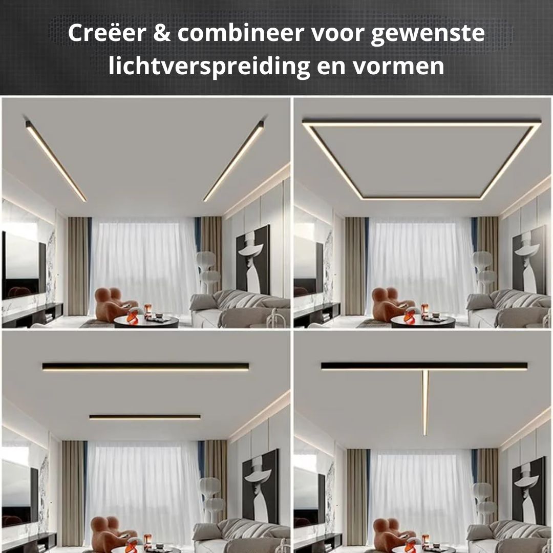 Plafonnier LED linéaire à montage encastré de 47 pouces, luminaire noir pour chambre, salon, couloir, éclairage domestique minimaliste contemporain