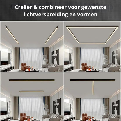 Plafonnier LED linéaire à montage encastré de 47 pouces, luminaire noir pour chambre, salon, couloir, éclairage domestique minimaliste contemporain