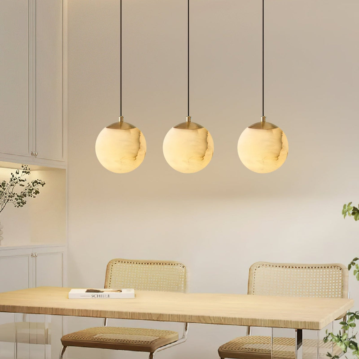 Suspension lumineuse globe en pierre, cordon réglable de 10 à 15 cm, luminaire minimaliste moderne pour chambre, salle à manger, cuisine, salon et entrée