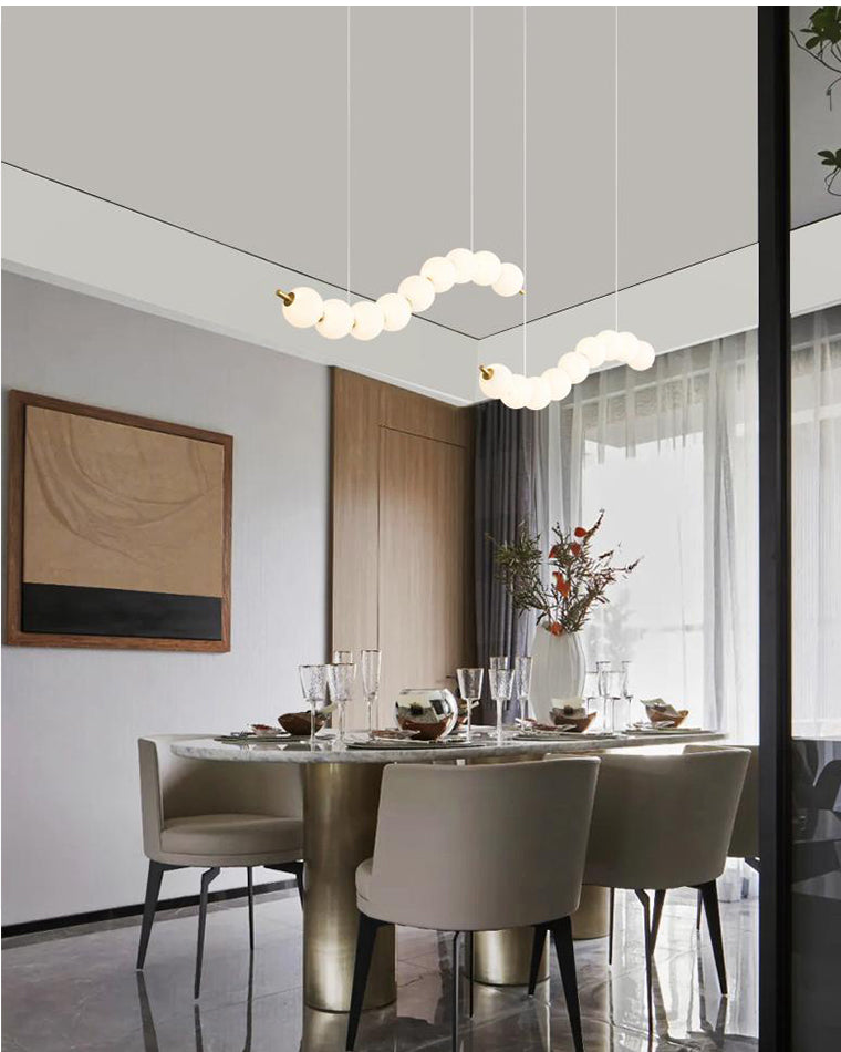 Cascading Glass Globe Pendant Light Fixture Gold White Contemporary Overhead Illumination for Breakfast Bar Eating Area Lounge 39 inch