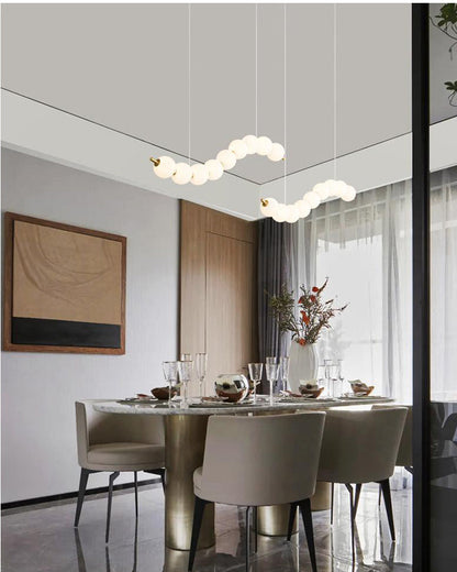 Cascading Glass Globe Pendant Light Fixture Gold White Contemporary Overhead Illumination for Breakfast Bar Eating Area Lounge 39 inch