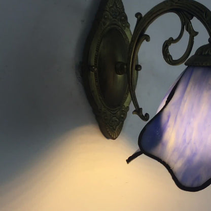 Glass Shade Wall Sconce in Blue Red Pink Bronze Clear 10×8 Inches for Bedroom Bedside Living Room Study Hardwired E26 Socket Metal Resin