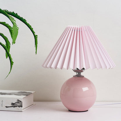Ceramic Accent Lamp with Fabric Shade 11x9.5 in E26 Socket for Nightstand Desk Study Room Reading Light Modern Home Decor