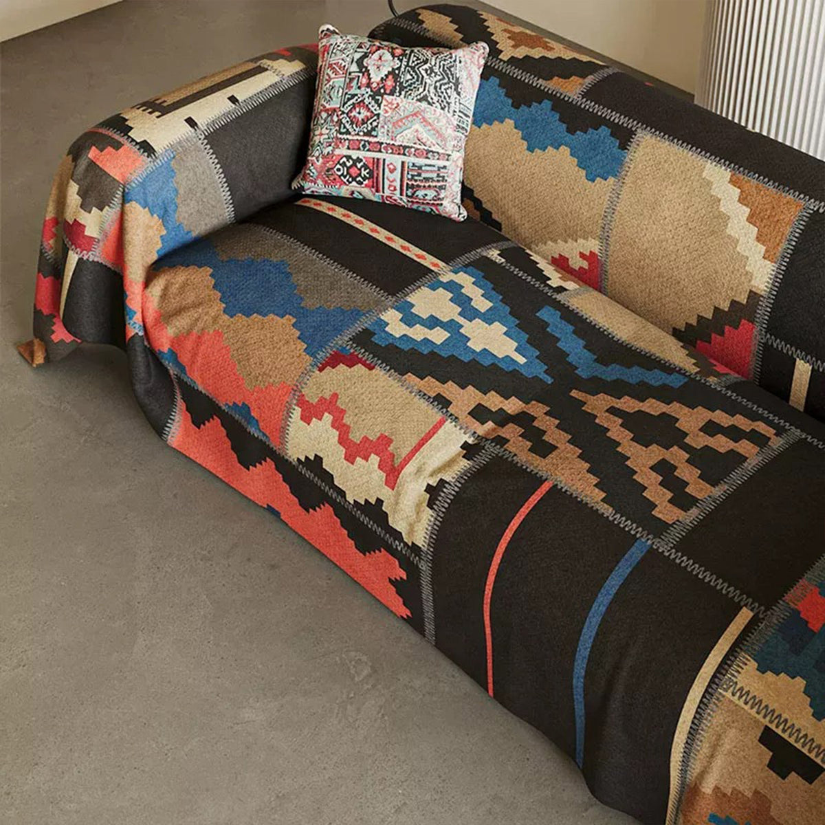 Housse de canapé Sierra - Motif style sud-ouest, protège-canapé durable