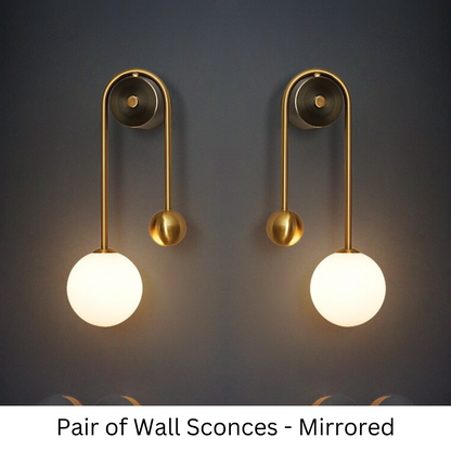 Glass Shade Wall Sconce Light with Brass-Finish Metal Frame for Hallway, Bedroom, Living Room & Bathroom Lighting