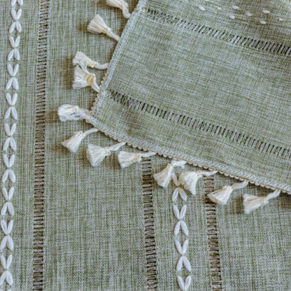 LioraNest - Sage Green Sheer Striped Curtains