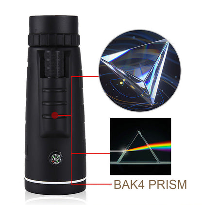 High-Definition Monocular Telescope with 50x Zoom for Wildlife Viewing, Hiking & Travel | Compact Single-Eye Spotting Scope