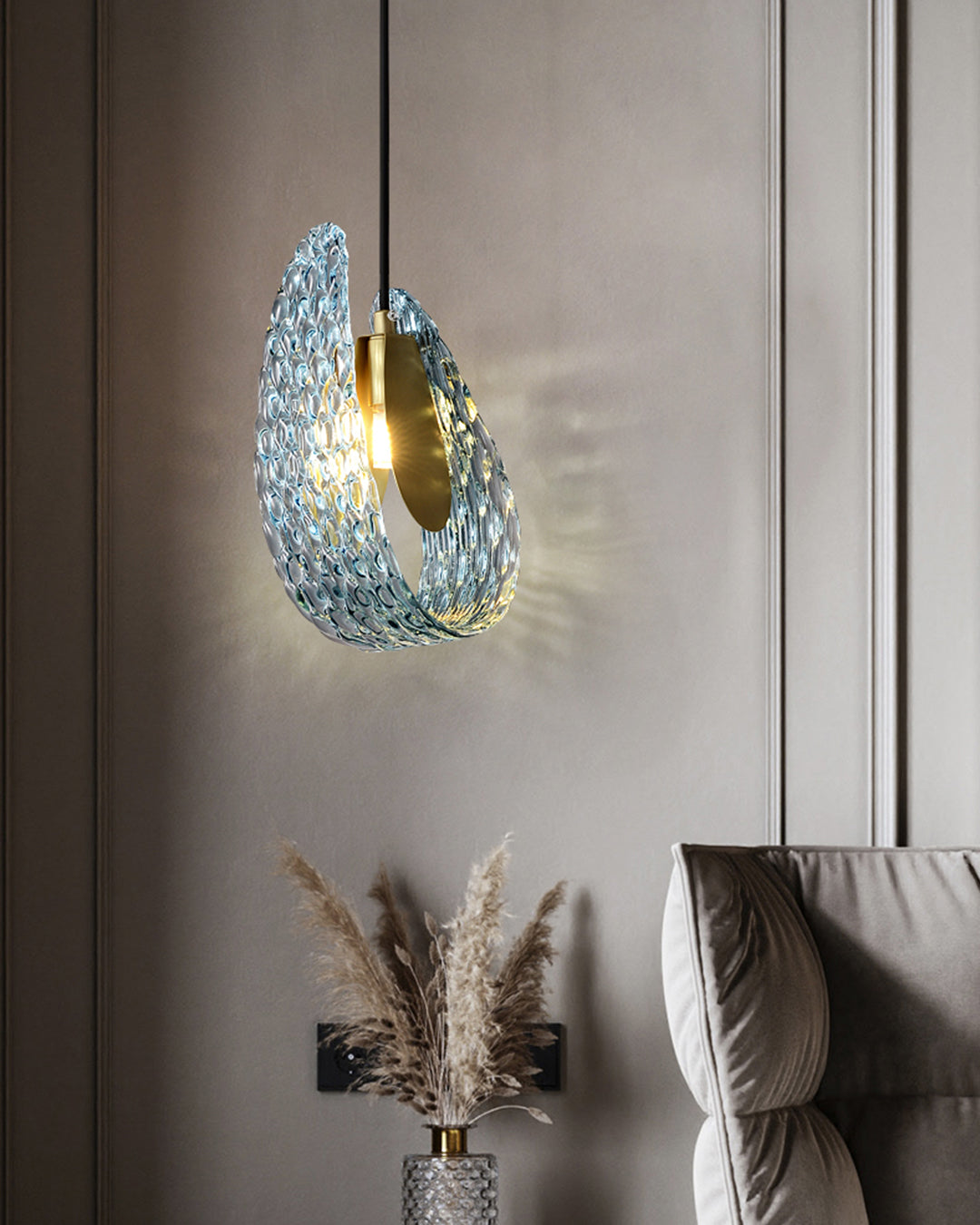 19-Light Glass Ceiling Fixture with Peacock Art Design for Dining Rooms & Large Spaces