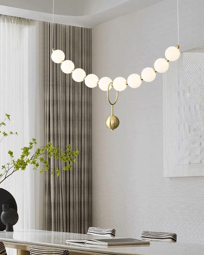 Cascading Glass Globe Pendant Light Fixture Gold White Contemporary Overhead Illumination for Breakfast Bar Eating Area Lounge 39 inch