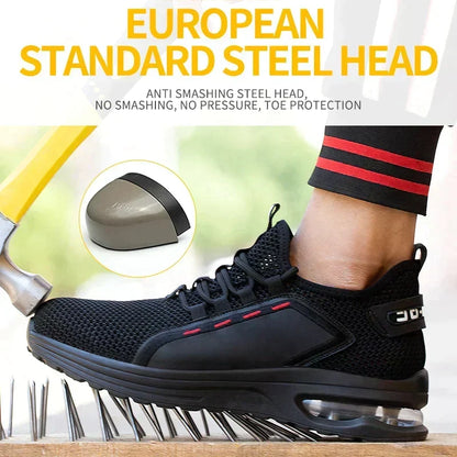 Steel Toe Work Shoes for Men & Women – Breathable Mesh Safety Sneakers with Slip-Resistant Sole & Puncture-Proof Protection for