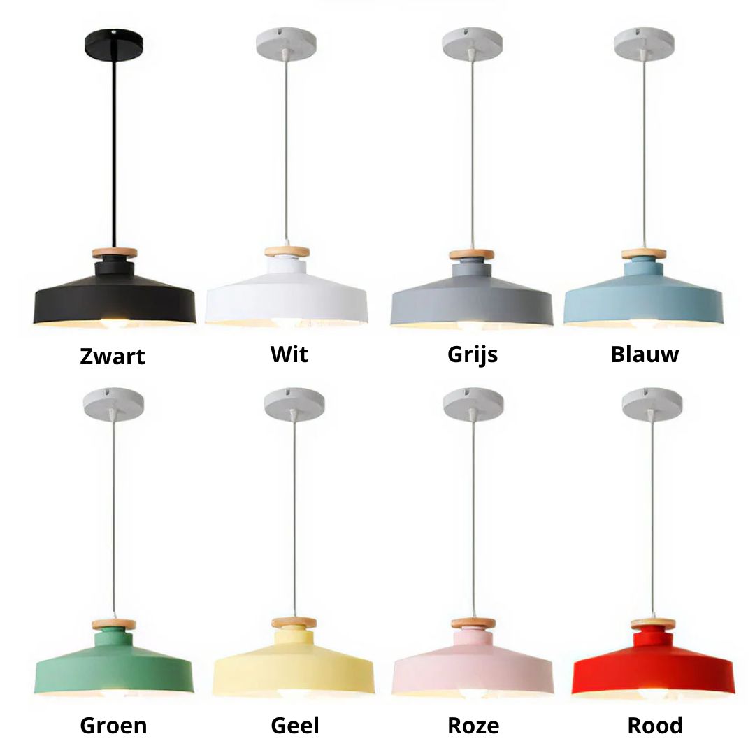 Scandinavian Wood Pendant Light Fixture for Dining Room, Kitchen & Living Room – Minimalist Ceiling Lamp with E27 Socket in Multiple