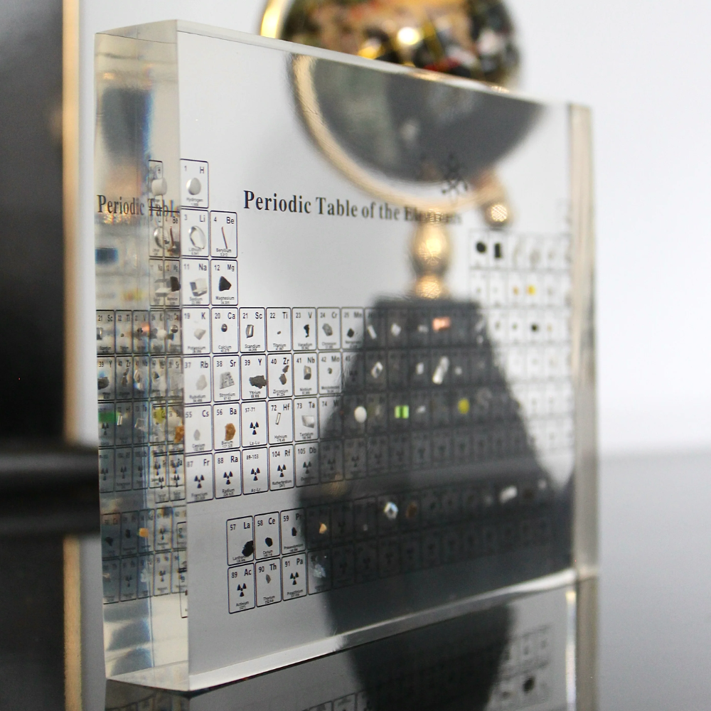 Illuminated Chemistry Display with 83 Authentic Element Specimens | Educational Desk Decor Acrylic Periodic Table Light for Science Lovers