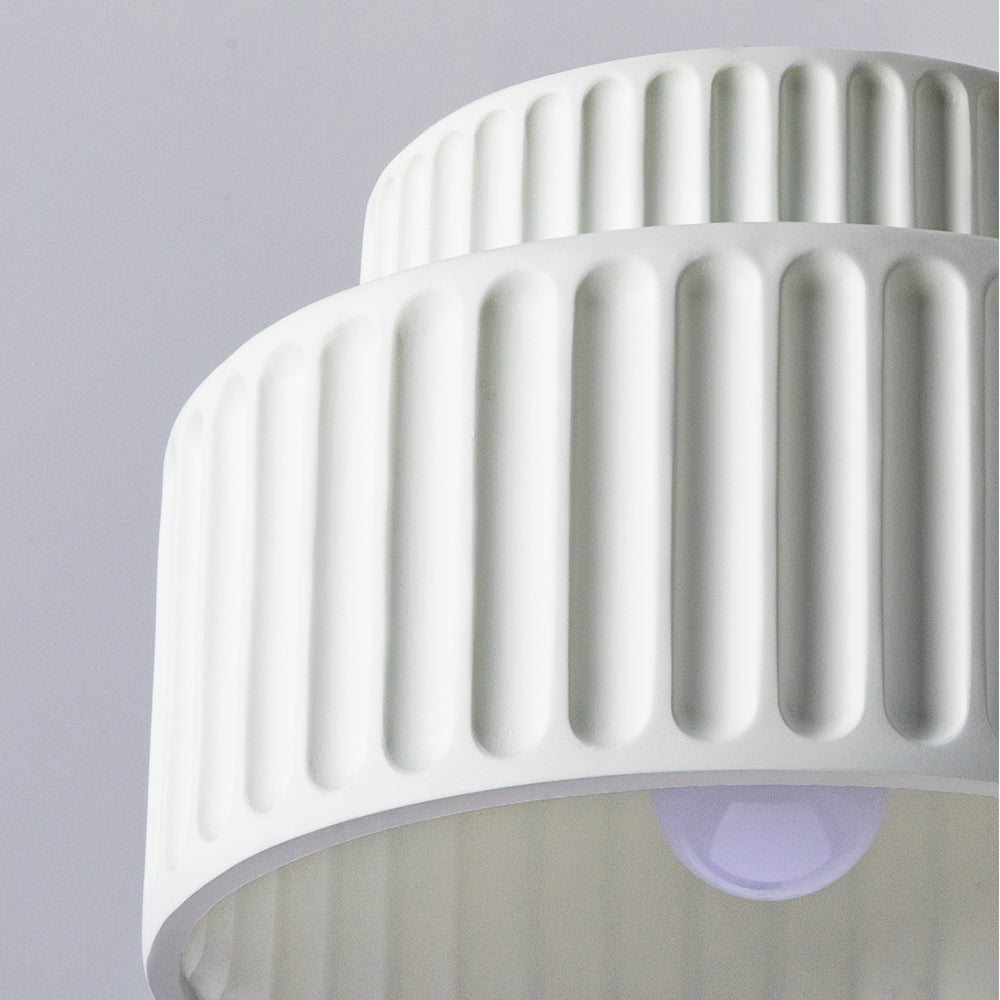 Plafonnier encastré en résine, douille E27, abat-jour texturé blanc pour cuisine, chambre, couloir, style moderne, minimaliste et scandinave à profil bas