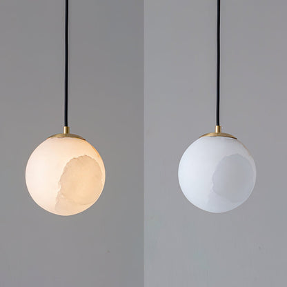 Suspension lumineuse globe en pierre, cordon réglable de 10 à 15 cm, luminaire minimaliste moderne pour chambre, salle à manger, cuisine, salon et entrée