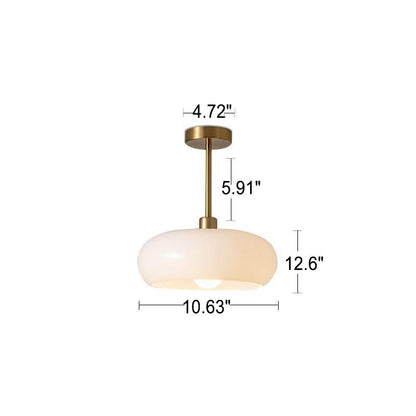 Glass Ceiling Light Fixture with Copper Accent 10.6 Inch Flush Mount for Bedroom Hallway Living Room Modern Home Lighting E26 Socket
