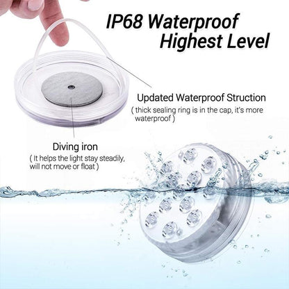 Submersible LED Pool Light with Remote Control, Waterproof Magnetic Suction Cup Underwater RGB Color Changing Accent Lighting for Pools