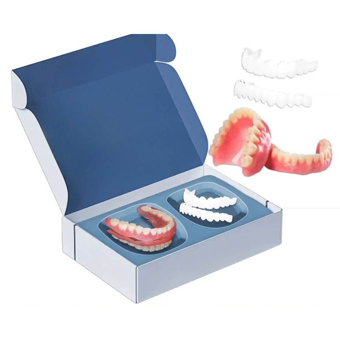 Removable Cosmetic Teeth Veneers for Adults – Instant Smile Enhancer with Silicone Liner, Reusable Snap-On Dental Cover for Natural Look