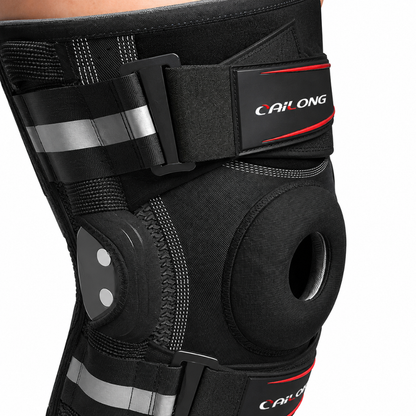 Hinged Knee Brace with Dual-Side Stabilizers – Adjustable Compression Support for Men & Women, Open Patella Design for Running, Sports &