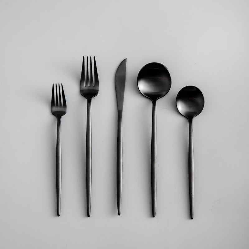 Set de couverts en acier inoxydable recouvert de titane – Service de table haut de gamme 18/10 pour les repas du quotidien et les grandes occasions