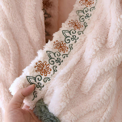 Elysia Shawl Wrap - Embroidered Fleece, Ultra-Soft for Women