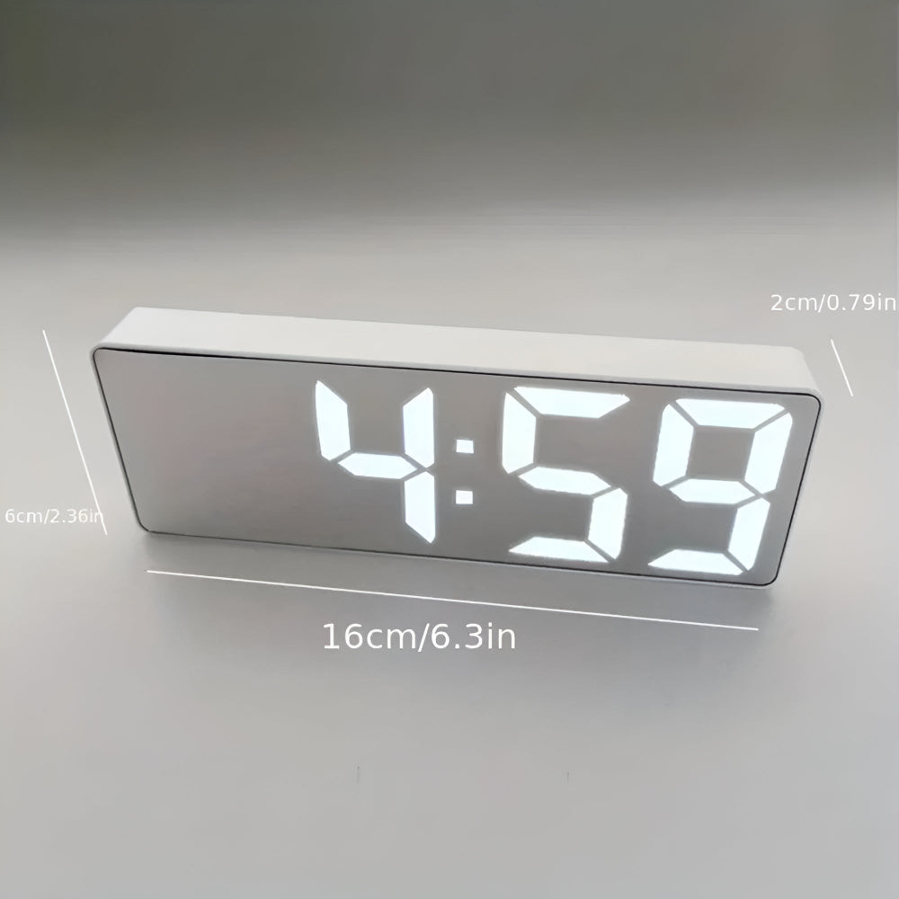Réveil LED avec affichage miroir, température, date, format 12/24h, fonction répétition, alimenté par pile ou USB, pour table de chevet, chambre, bureau