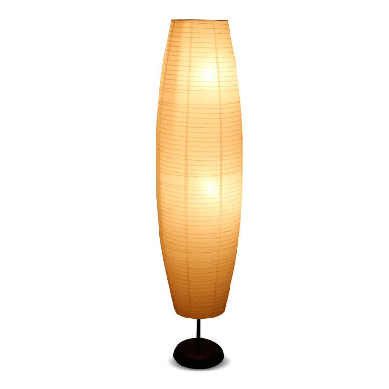 Dual-Socket Upright Lamp with Rice Paper Diffuser 54-Inch Tall White or Black for Bedside & Lounge