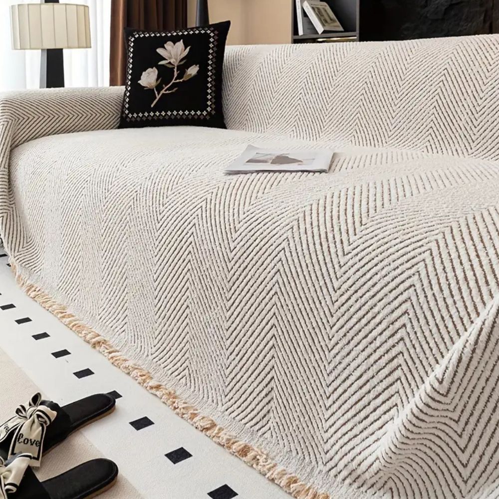Herringbone Throw Blanket for Couch – Water-Resistant Microfiber Sofa Cover, Machine Washable, Non-Slip Furniture Protector for Living