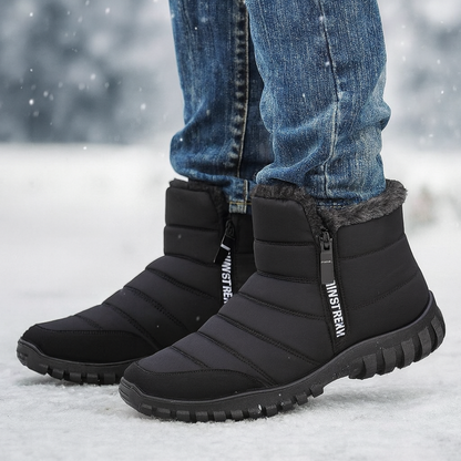 Men's Waterproof Winter Boots with Side Zipper – Insulated Snow Boots for Cold Weather