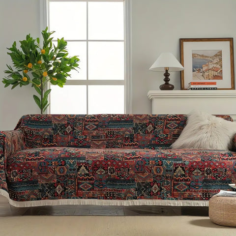 Housse de canapé Cascadia – Chenille géométrique, charme vintage