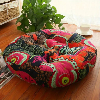 BohoBloom – Coussin de sol rond en coton