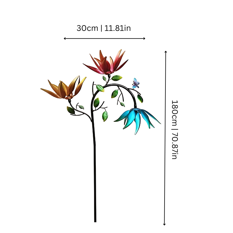 Rotating Kinetic Garden Spinner with Flowers & Butterflies for Outdoor Yard Decor