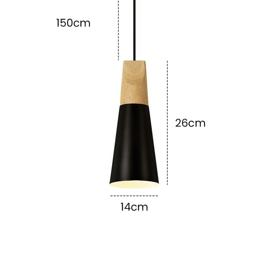 Aluminum & Wood Hanging Lamp E27 Socket Gray Black White Yellow Kitchen Island Dining Table Overhead Fixture Scandinavian Style Modern Minim