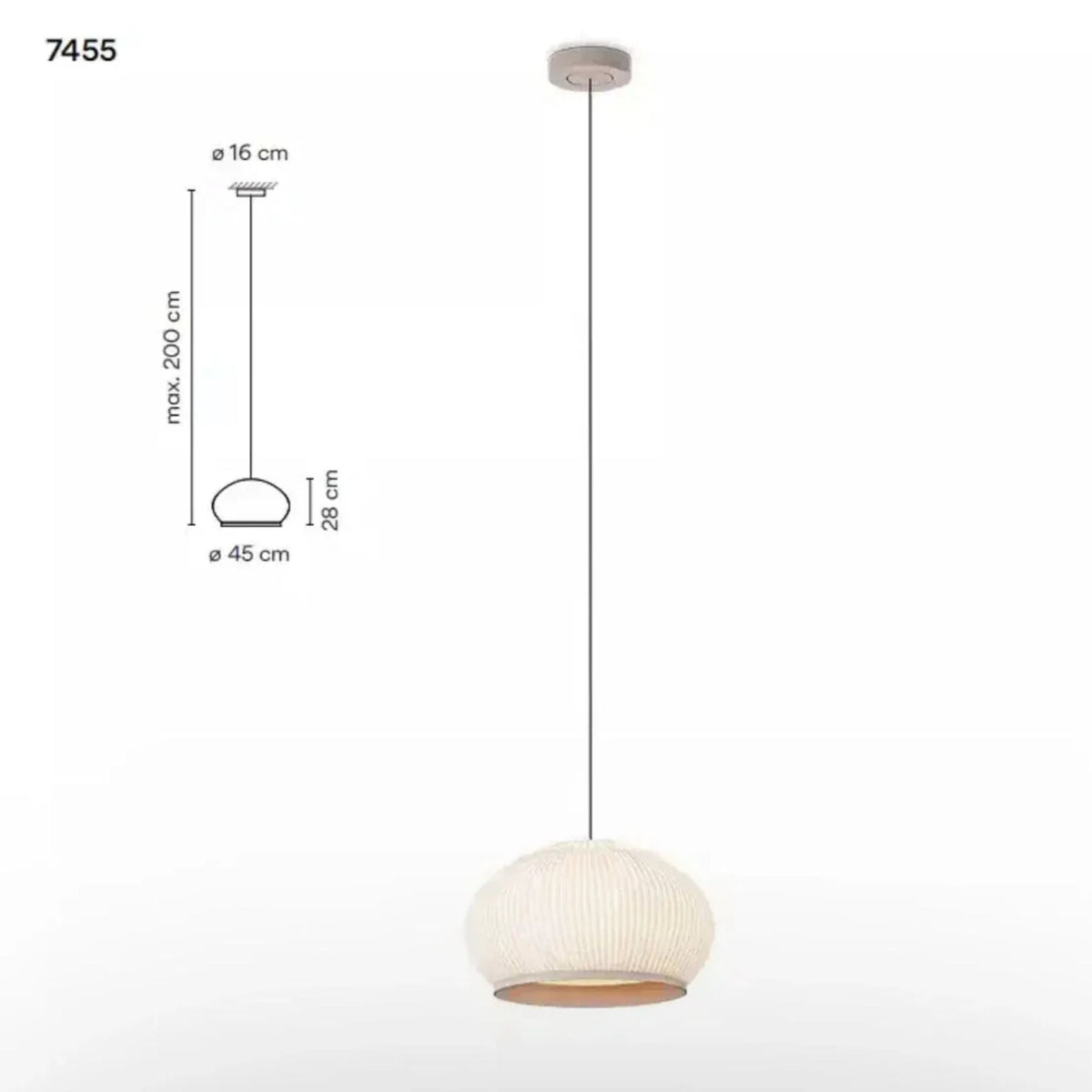 Ribbed Lycra Hanging Light Fixture – 18 in Round Dimmable LED Ceiling Pendant for Kitchen Island, Dining Table & Modern Living Areas