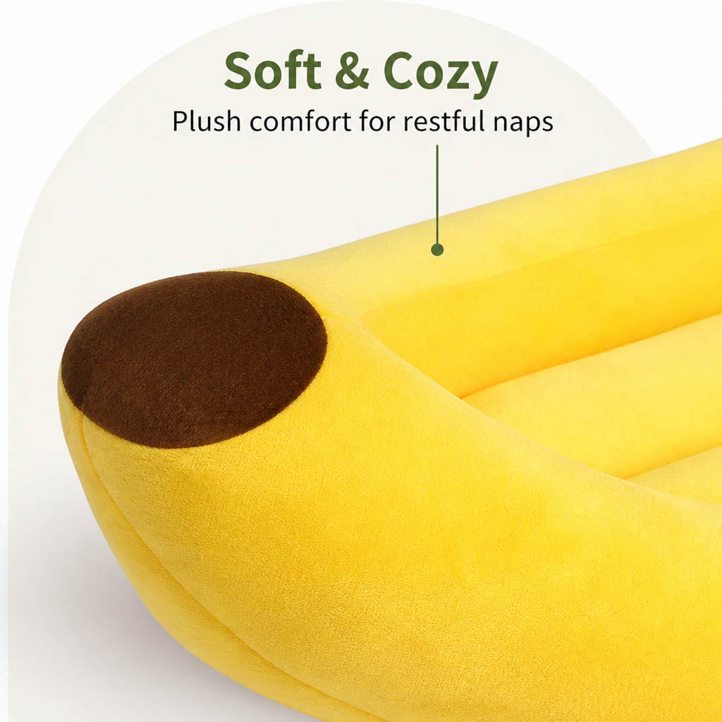 Ortekor Warm Cozy & Washable Banana-Shaped Pet Bed