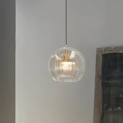 Spherical Glass Hanging Light with Adjustable Height for Kitchen Island, Dining Table, Bedroom | E27 Socket | Modern Orb Fixture for Home an