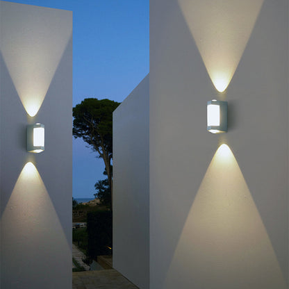 Cylindrical Outdoor Wall Sconce Up Down Light 10W LED Weatherproof Porch Facade Fixture Black White for Entryway Garden Patio Pathway Modern