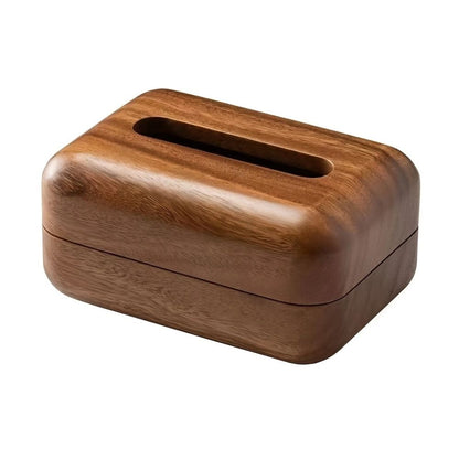 Distributeur de mouchoirs Eldrin - bois de noyer, design compact