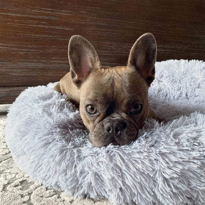 Round Raised-Edge Pet Bed with Plush Faux Fur Fill for Dogs & Cats