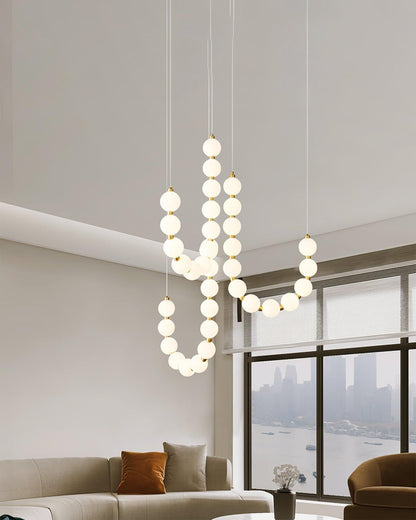 Cascading Glass Globe Pendant Light Fixture Gold White Contemporary Overhead Illumination for Breakfast Bar Eating Area Lounge 39 inch