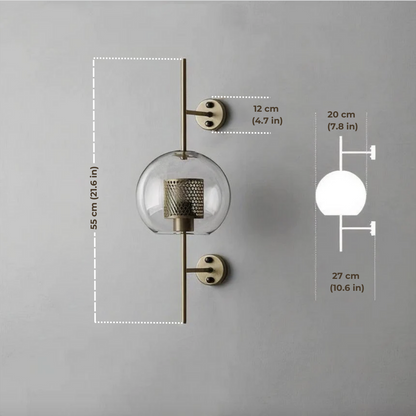 Glass Wall Sconce Light Fixture Gold Chrome Finish for Bathroom Bedroom Living Room Entryway Hallway Modern Minimalist Lighting
