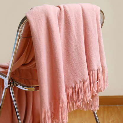 Cora Tassel Blanket - Chunky Knit Acrylic, Multi-Use