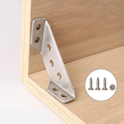 Stainless Steel Corner Braces for Furniture Reinforcement – Triangular Support Brackets for Tables Chairs Shelves Cabinets – Heavy Duty Meta