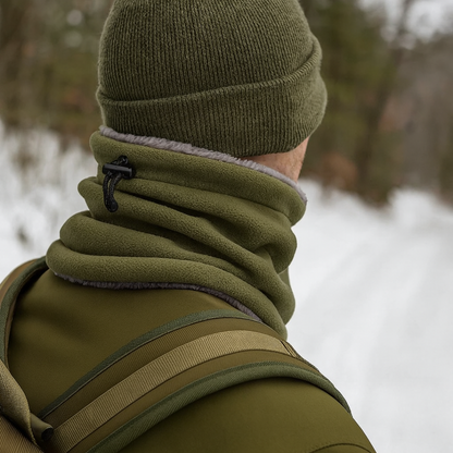 Adjustable Fleece Neck Warmer Gaiter with Drawstring for Winter Sports & Outdoor Activities