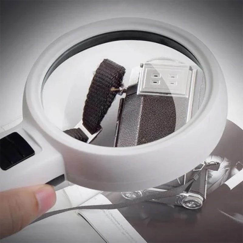Illuminated Desktop Magnifier with 30X Magnification and 12 LED Lights for Reading Small Print, Labels, Books, Maps, Coins, Jewelry, Hobbies