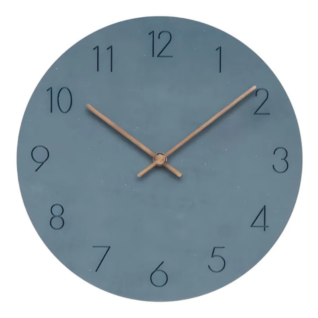 Wooden Wall Clock Silent Quartz Movement No Ticking 11.5 Inch Round Modern Home Office Bedroom Living Room Kitchen Décor Minimalist