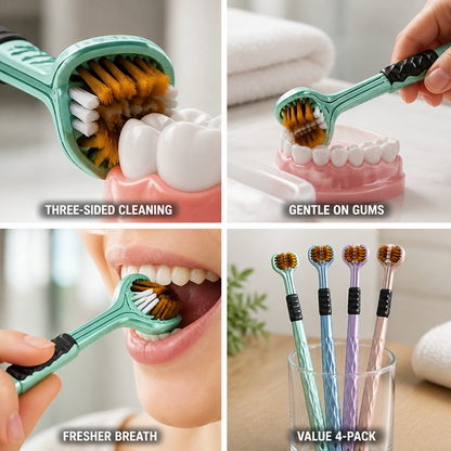 Ultra-Soft Three-Sided Deep-Cleaning Toothbrushes (4-Pack)