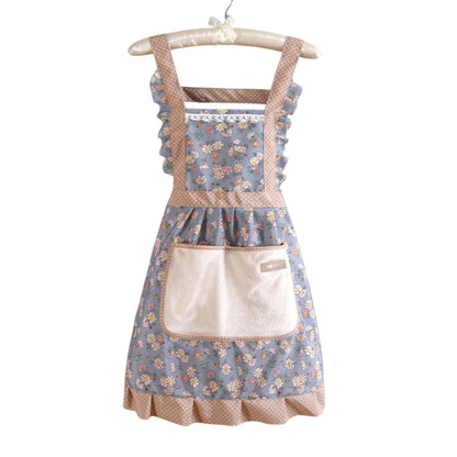 Tablier de cuisine en coton à motifs floraux avec poches – Tablier de cuisine imperméable et résistant aux taches pour femme – Tablier de chef réglable pour la maison et le restaurant