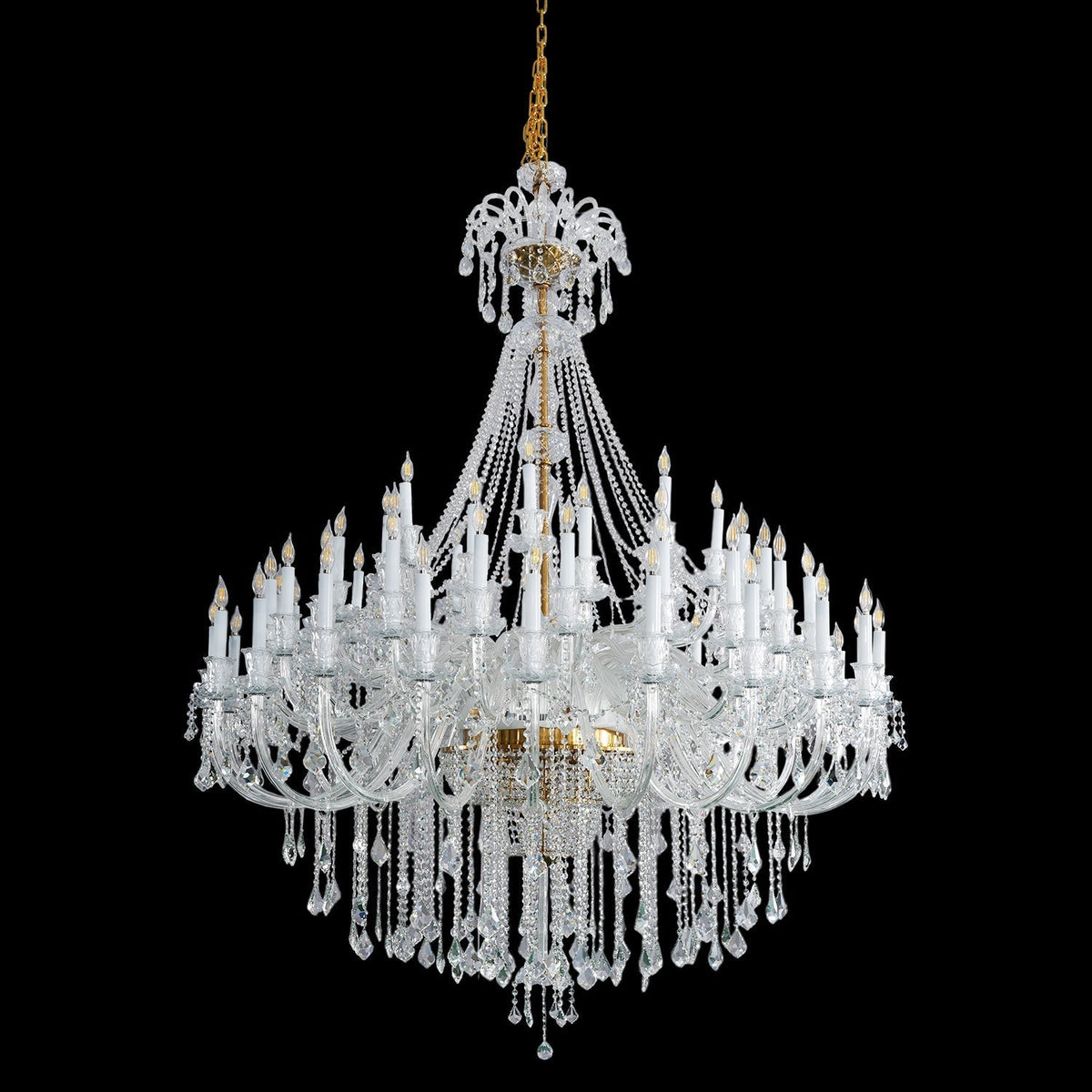 Grand Tiered Crystal Chandelier 35-90 Bulbs Dimmable LED Foyer Statement Lighting for High Ceilings Entryway Staircase Hotel Lobby